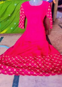 Hot Pink Embroidered Dress