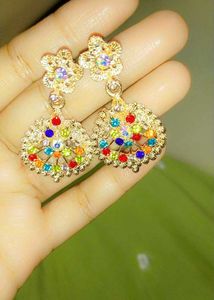 Colorful Gemstone Flower Drop Earrings