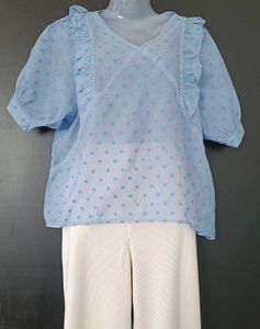 Blue Polka Tops