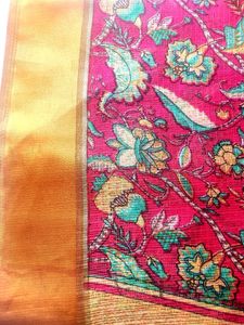 Red Floral Print Saree