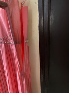 Elegant Pink Maxi Dress Busy 36” Length 62”
