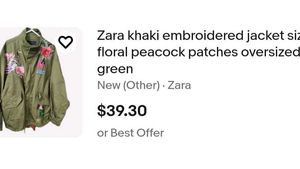 zara Green Floral Embroidered Jacket