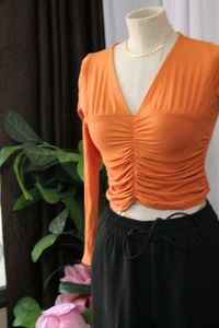 Orange V-Neck Top