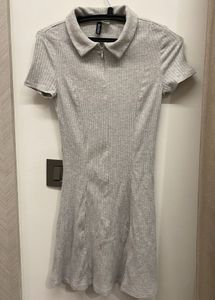 H&M Grey Ribbed Polo Dress