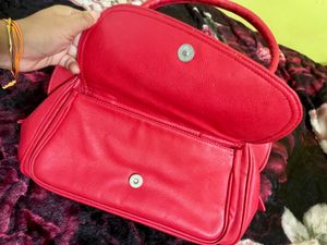 Pure Leather Red Handbag