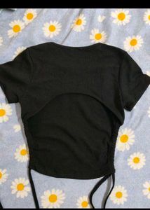 Black Ribbed Tie-Up Top