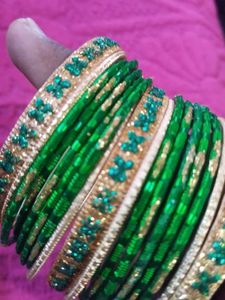 Green &amp; Gold Bangles