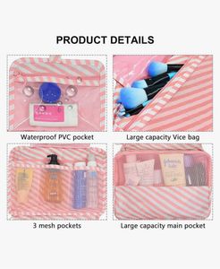 Canvas Stripped Cosmetics Bag