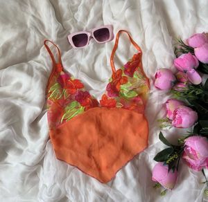 Floral Backless Corset Style Top