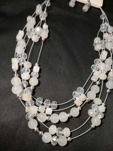 White Beads Double Layers Necklace Set