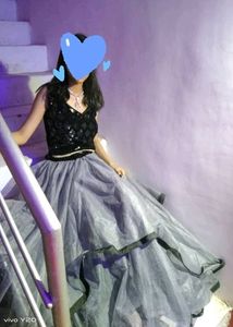 Grey And Black Lengha Choli