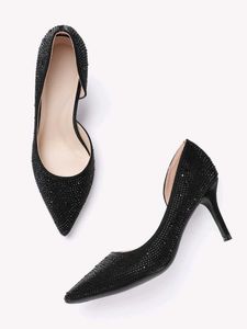 New Black Rhinestone Lino Perros Heels Women