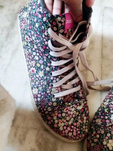 Floral shoes.
