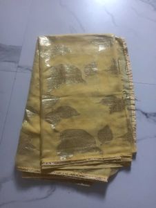 Yellow Leaf Print Scarf