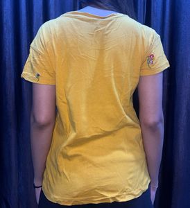 Yellow Mustard Top With Flower Embroidery