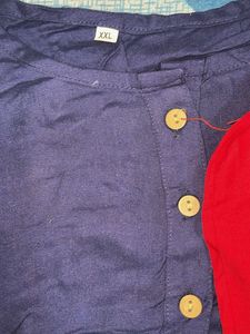 Long Sleeve Red and Navy Combo Set