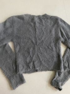 Gray Fuzzy Knit Sweater