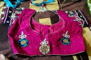 Beautiful heavy Rani pink saree