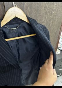 Customised Blue White Stripes Blazer