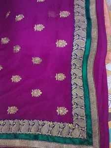 Elegant Purple Embroidered Saree