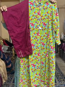 Pure Soft Cotton Floral Print Kurta N Pant