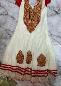 New White Ethnic Long  Gown
