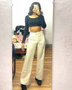 High Waisted Wide Leg White Pants