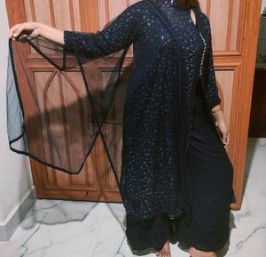 Party Wear Kurti Palazzo Set With Sequence Work
