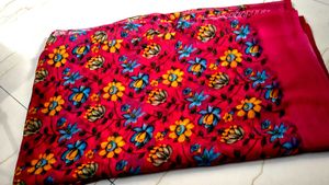 Floral Print Red Sari