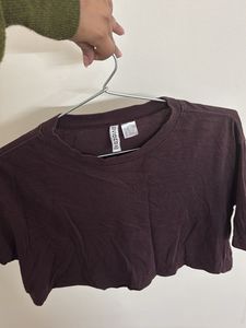 H&amp;M Brown Cropped T-Shirt