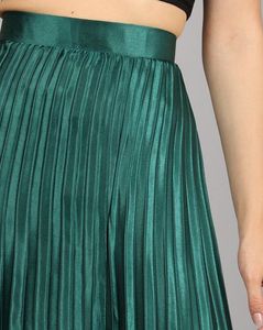 Emerald Green Ruched Mettalic Mini Skirt