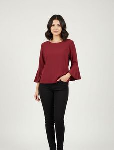 🍷 Elegant Burgundy Bell Sleeve Blouse🍷