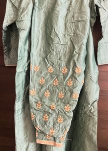 Elegant Olive Green Embroidered Salwar Kameez