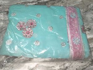 Aqua Embellished Saree💥💥🥻 Very Low Price