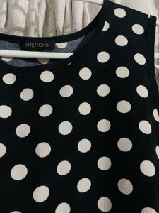 Black Polka Dot Peplum Dress/Top