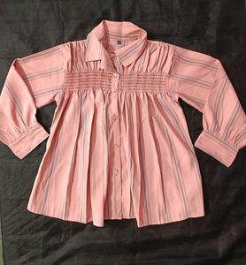 Peach Striped Smocked Top