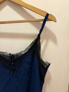 Zara Navy Lace Trim Top