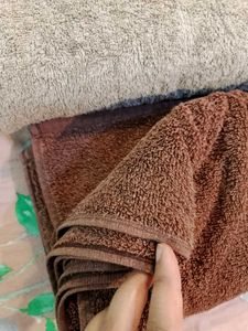 Cotton Bath Towel Set - Brown &amp; Beige