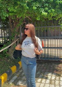 Brooklyn Printed Grey Round New T-shirt