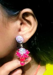 Pink Jhumka Earrings