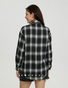 Oversized Black and White Plaid Flannel
