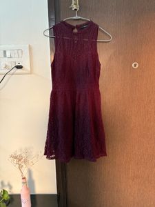 Burgundy Lace Sleeveless Dress