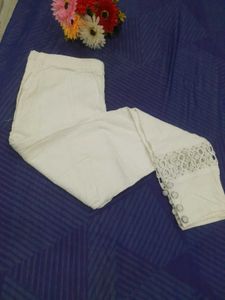 White Eyelet Detail Pants