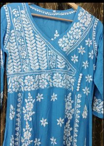 A Line Kurta 3d Work Chickenkari