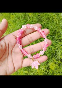 Pink Maple Leaf Beaded Bracelet