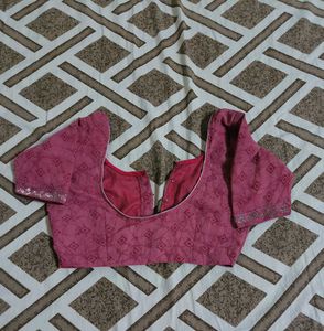 Printed Pink saree with blouse