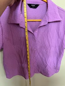 Max Purple Textured Button-Down Top