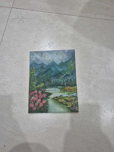 Vintage Mountain Landscape Painting