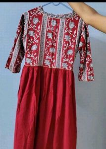 Red Printed Kurta