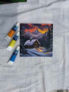 Mini Cabin in Winter Artwork Painting